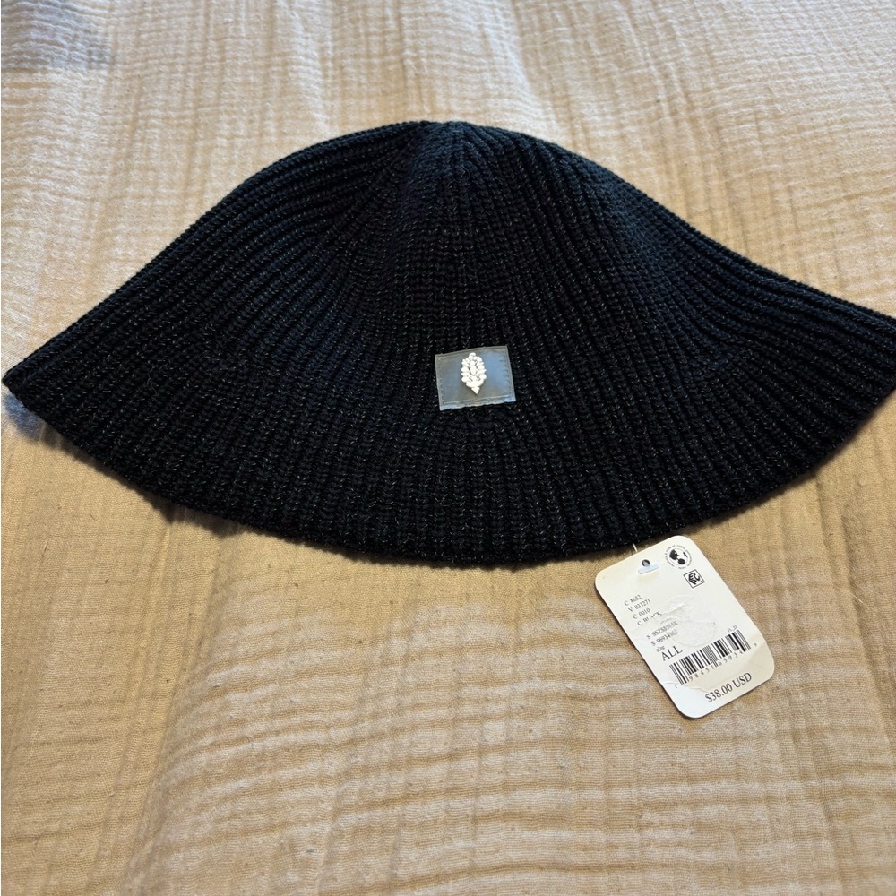 FP Movement by Free People Black Ribbed Knit Bucket Hat